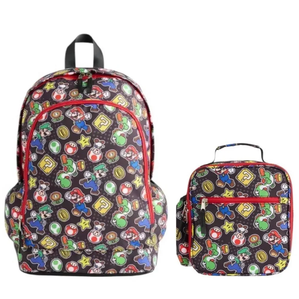 Super Mario Bros Backpack and Lunch Bag Set